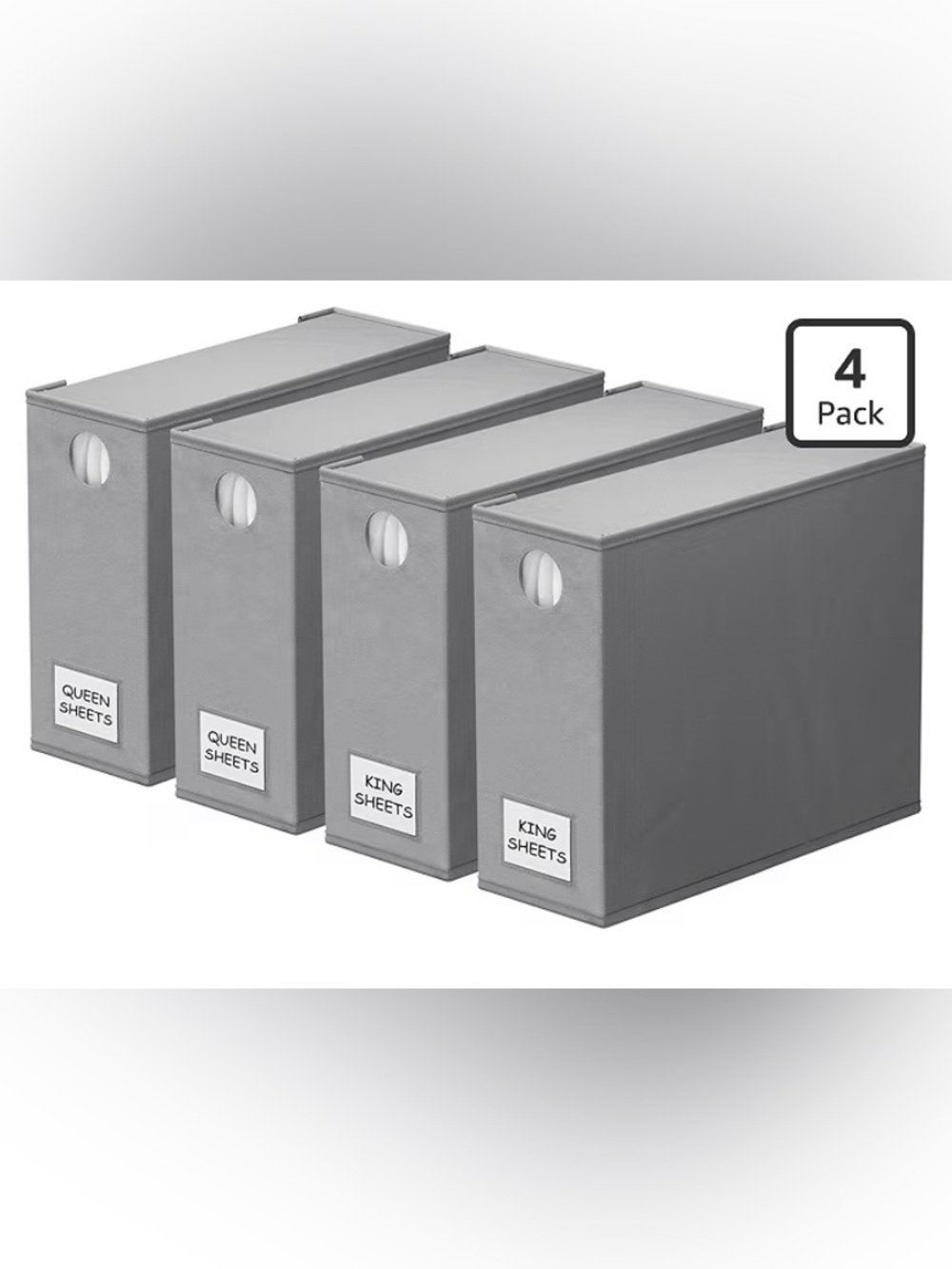 Grey Full, Queen and King Sheet Organizers - Set of 4